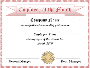 Employee of the Month Certificate Template