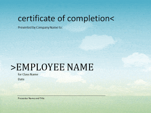 Certificate of Training Completion Template