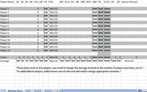 Baseball Individual Stat Sheet Template 1