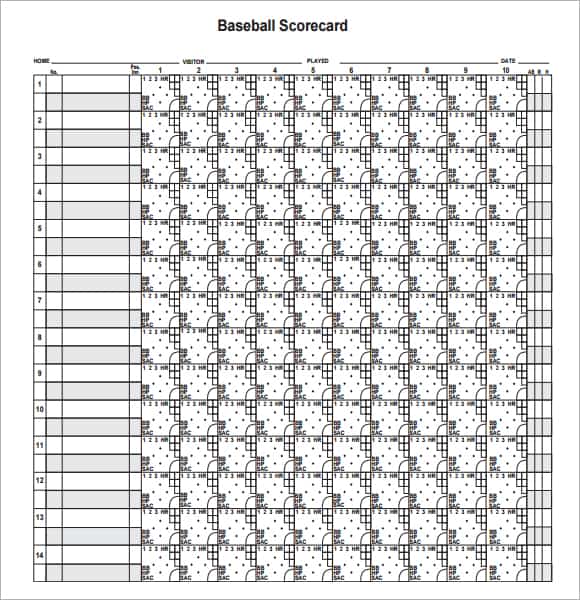 baseball scorecard sheet template 4