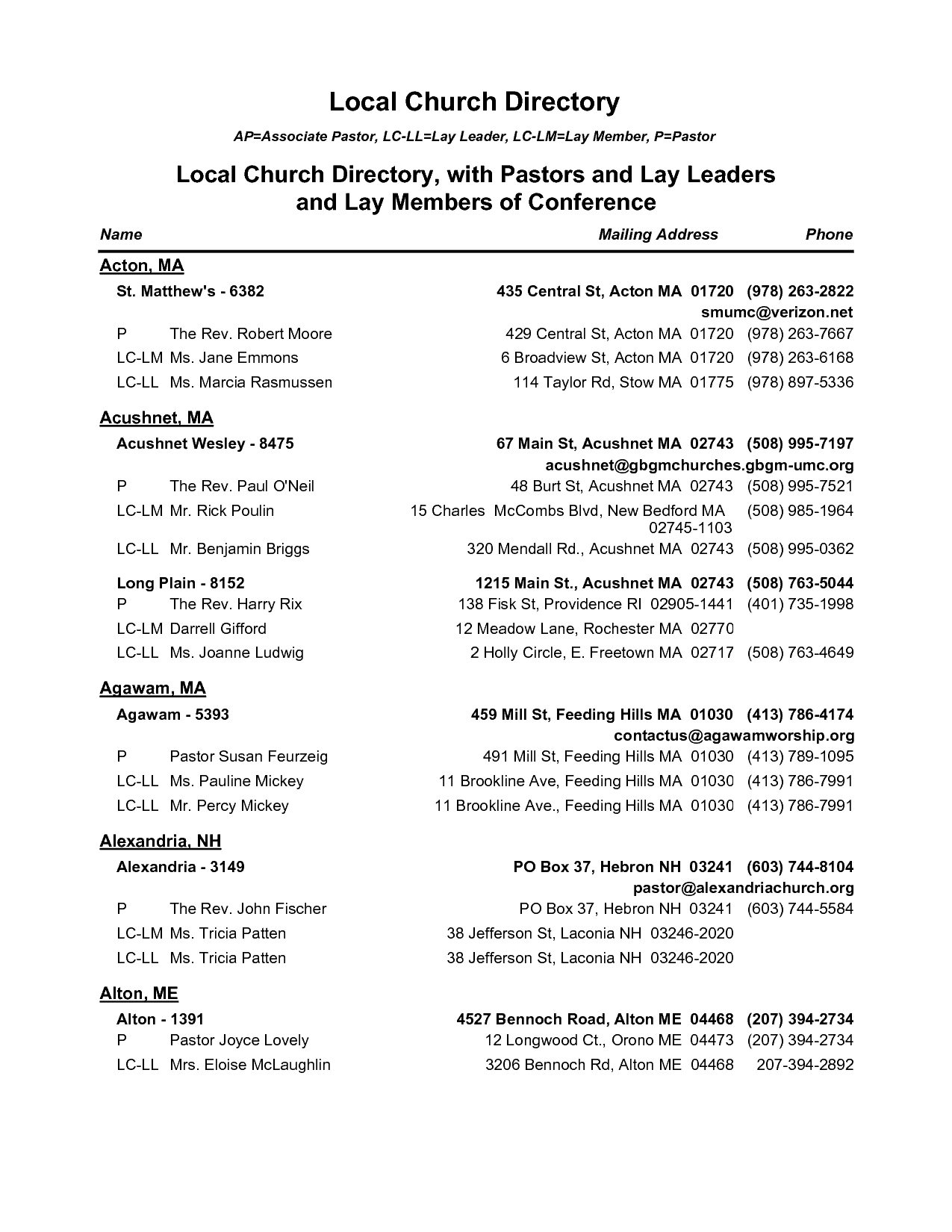 Church Directory Template