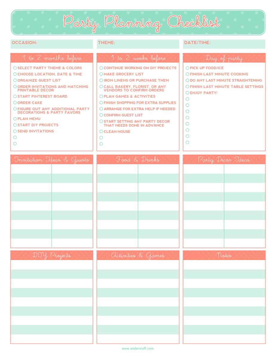 Checklist Template Xlsx 5 Party Planning Templates - Excel xlts - free inventory list template