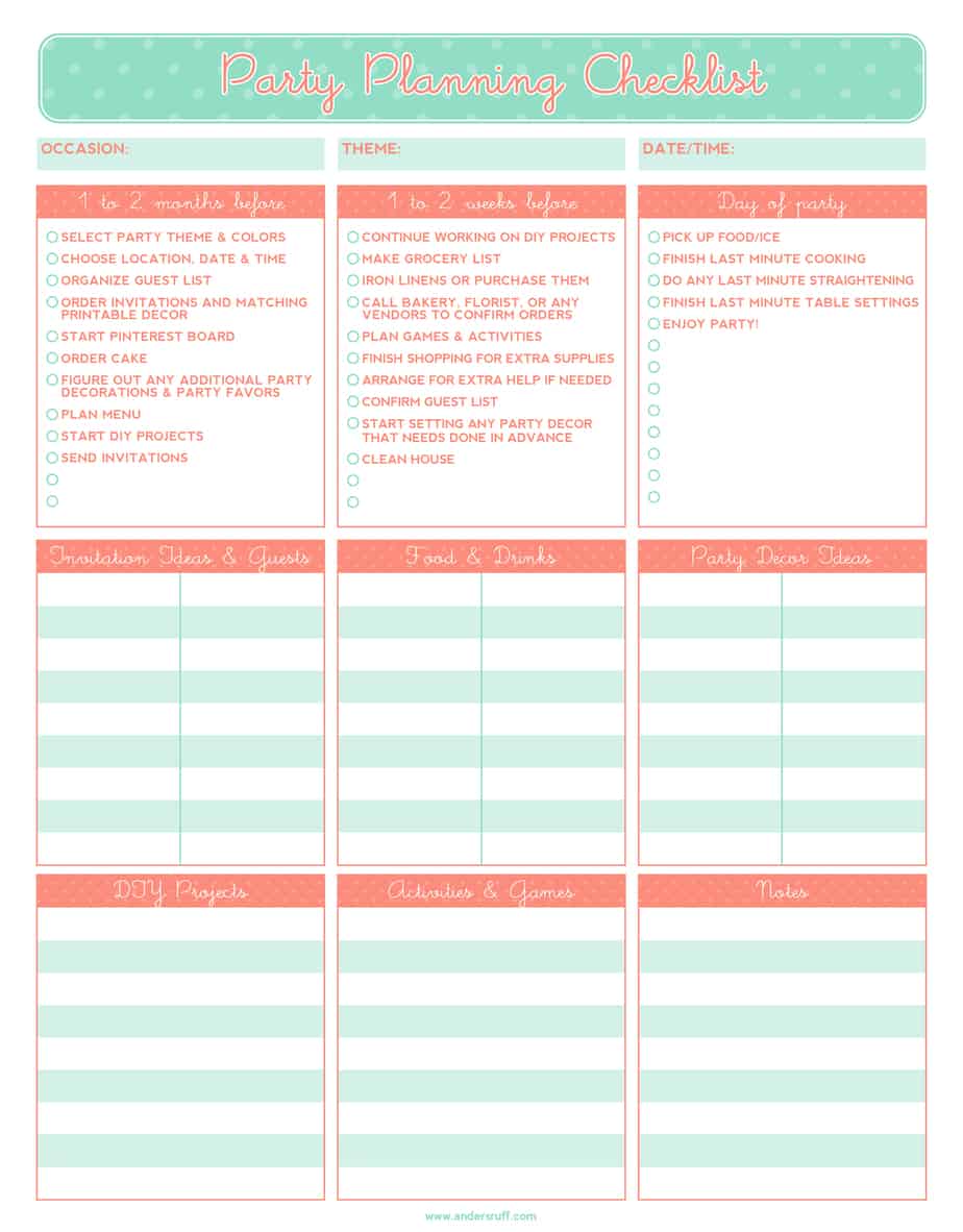 5 Party Planning Templates Excel Xlts