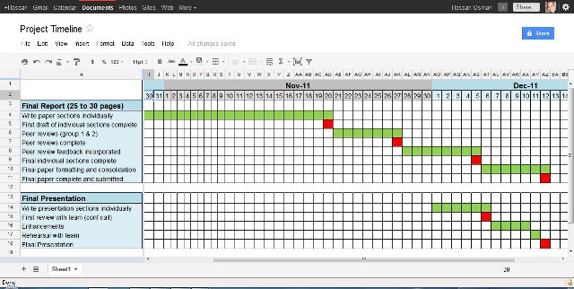 Microsoft Excel 2010 Project Timeline Template