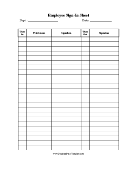 Employee Sign In Sheet preview