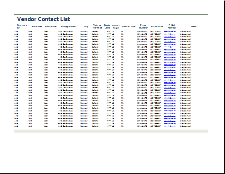 vendor-list-template-excel-templates-gambaran