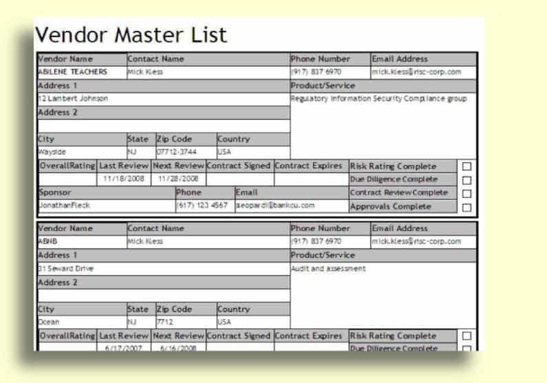 4 Free Vendor List Templates Excel xlts