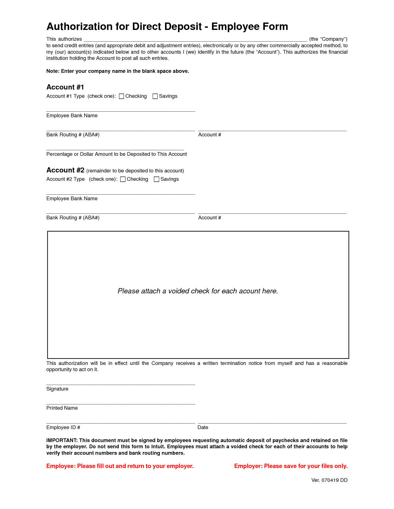 direct deposit form template 33