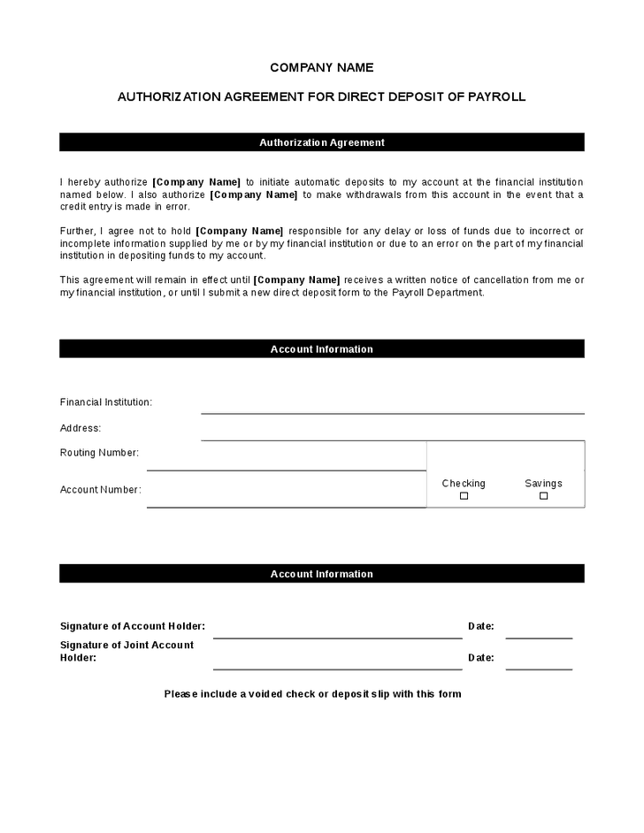 direct deposit form template 44