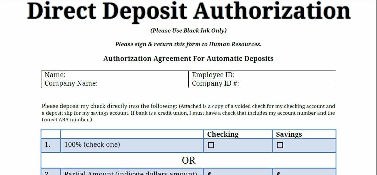 direct deposit form template 55