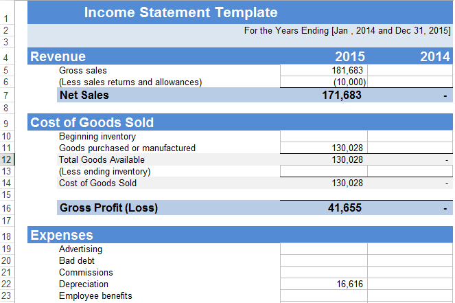 Restaurant Monthly Profit And Loss Statement Template For Excel