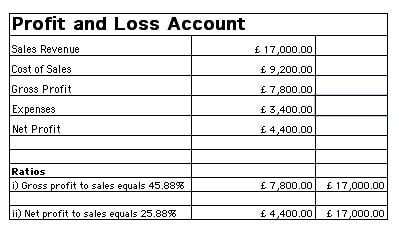 profit loss account format example template excel formats