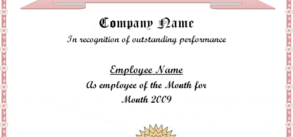 Employee of the Month Certificate Template