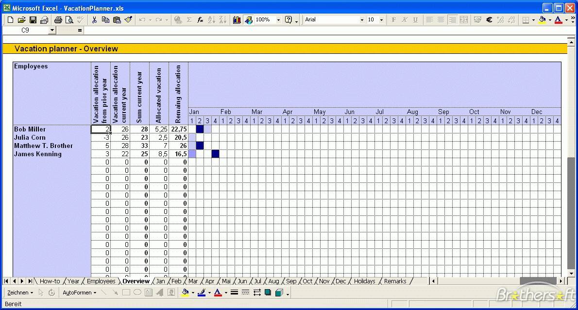 Holiday Chart Excel Template