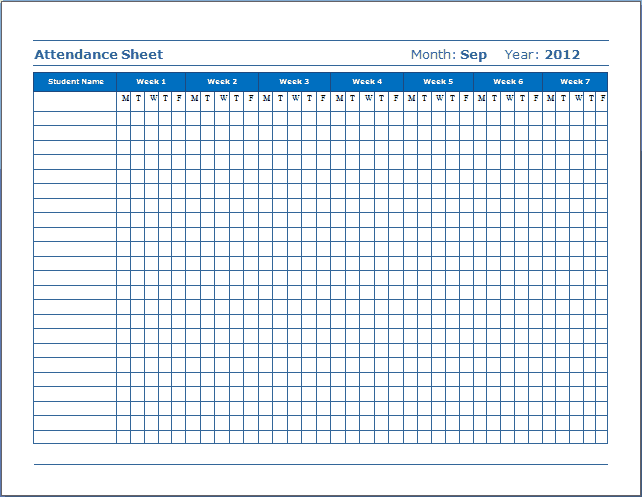 Excel Attendance Sheet Template Template Invitations