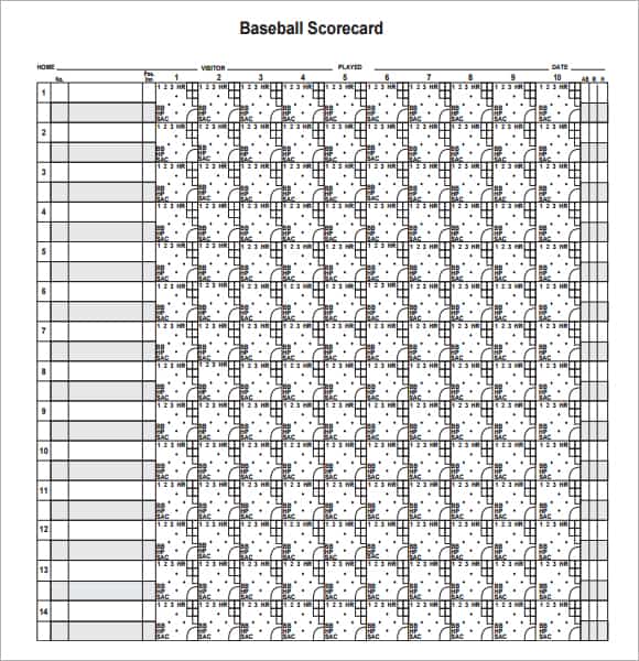 7+ Free Printable Baseball Scorecard Sheet Templates - Word Excel Formats