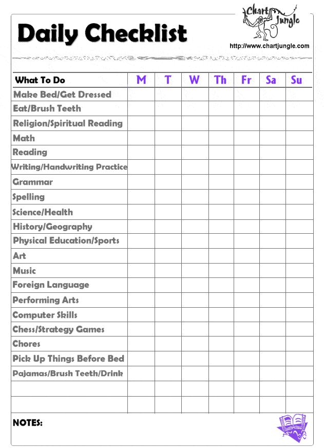 Daily Checklist Printable