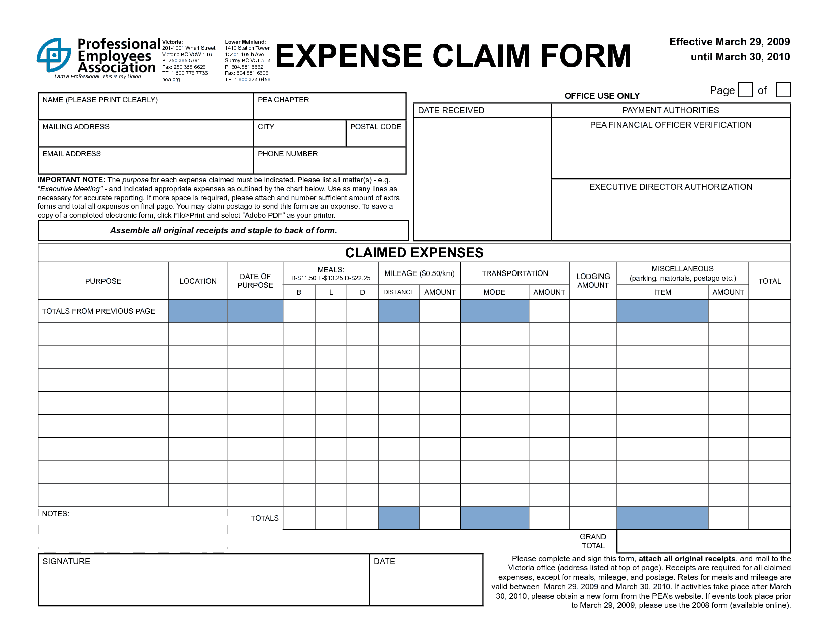 22 Expense Claim Form Templates - Word Excel Formats Regarding Expense Report Template Excel 2010