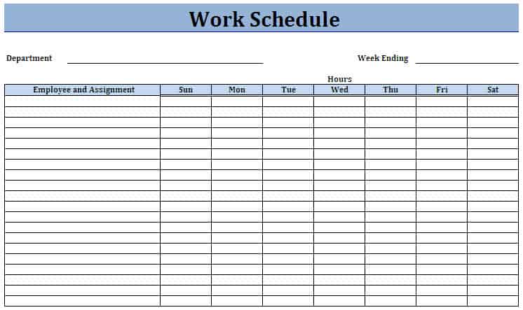 Employee Weekly Work Schedule Template from www.wordstemplatespro.com