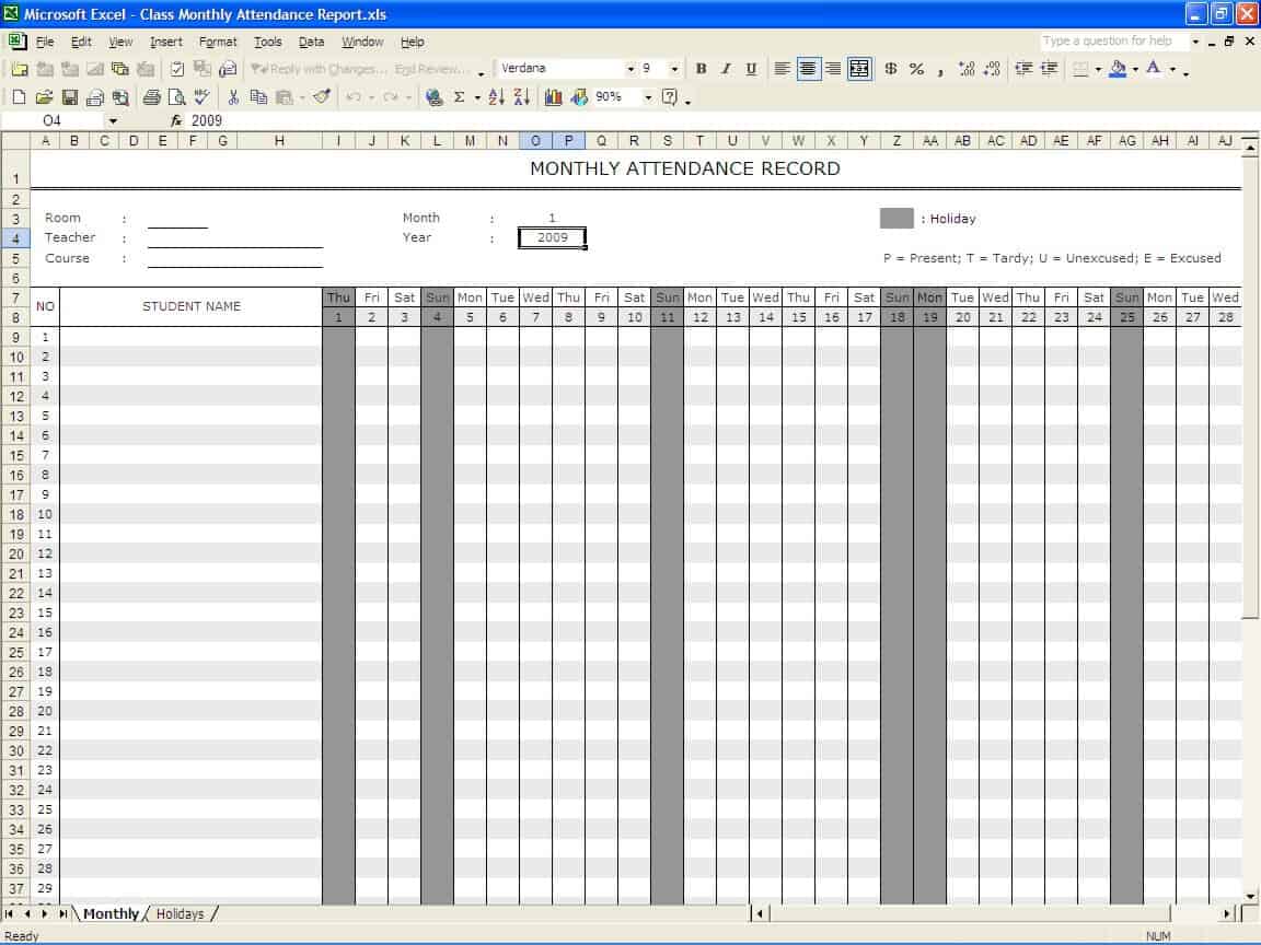 Excel Attendance Template from www.wordstemplatespro.com