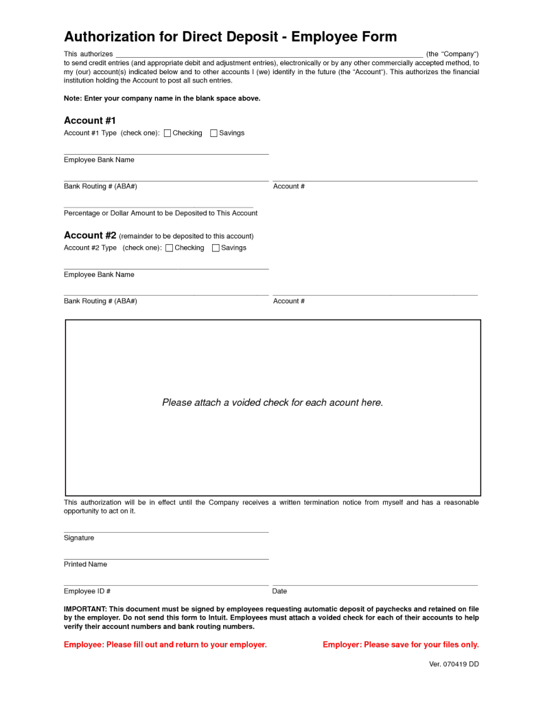 direct deposit form template 33 - Word Templates pro