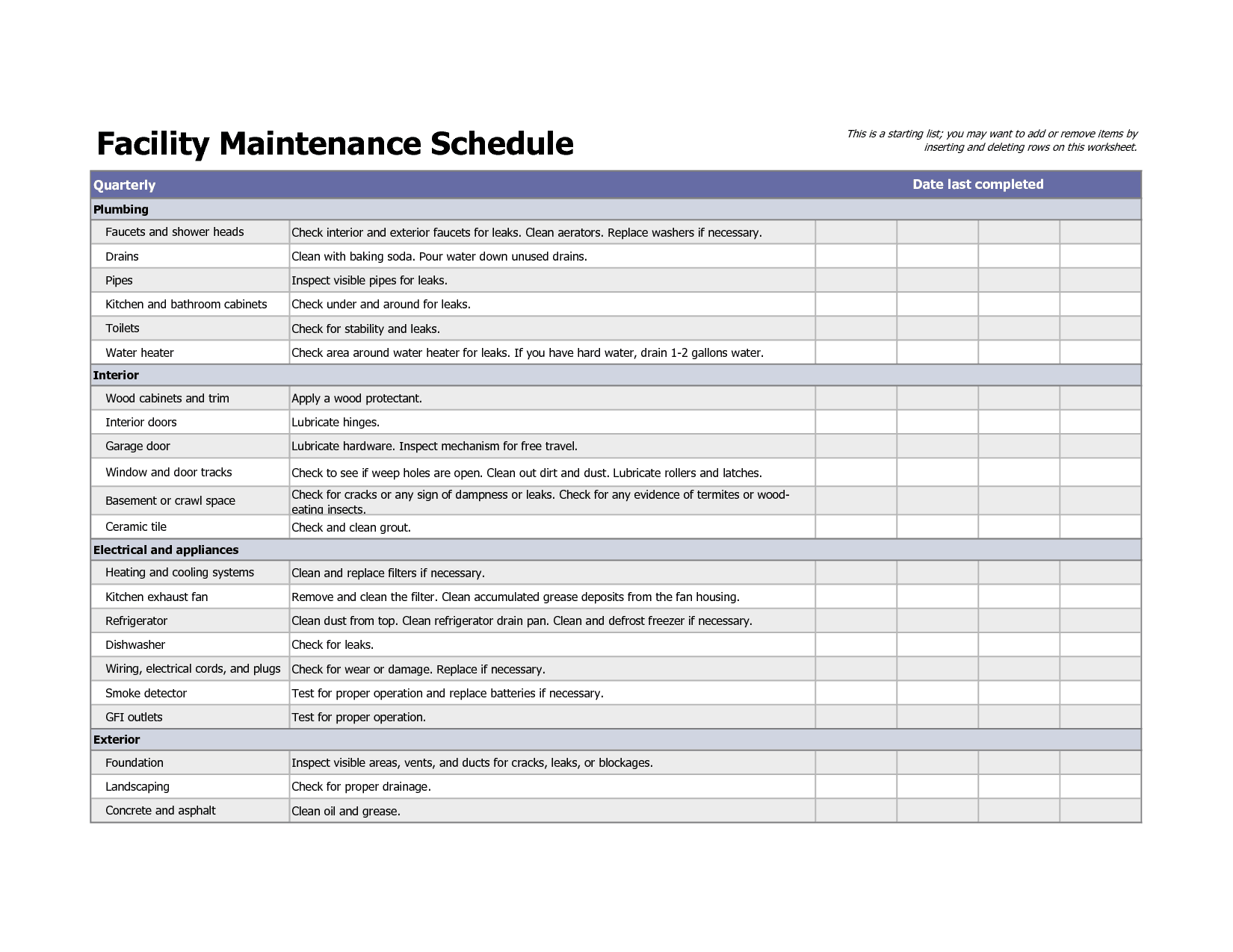 4-facility-maintenance-checklist-templates-excel-xlts