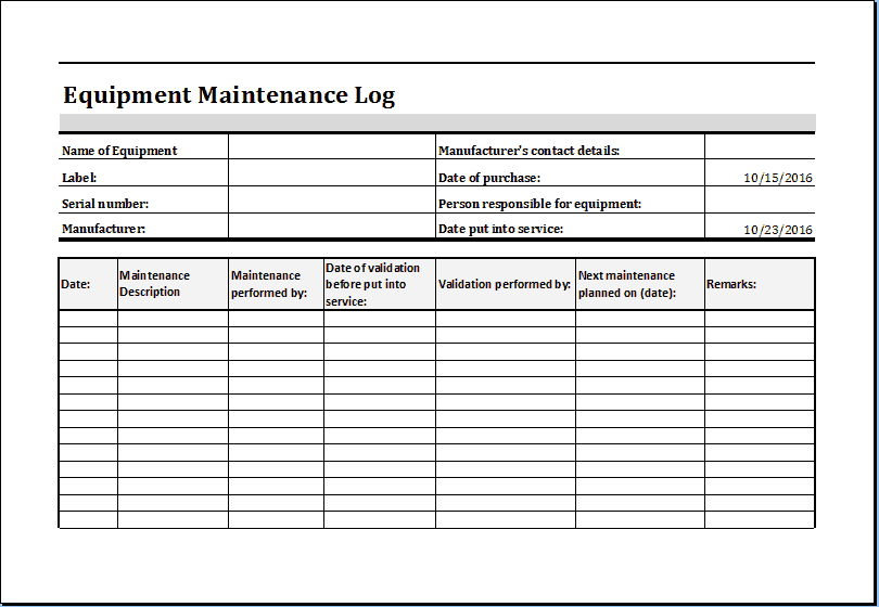4 Maintenance Templates Word Excel Formats