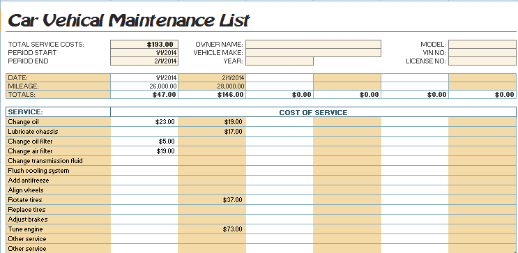 4 Maintenance Templates - Word Excel Formats