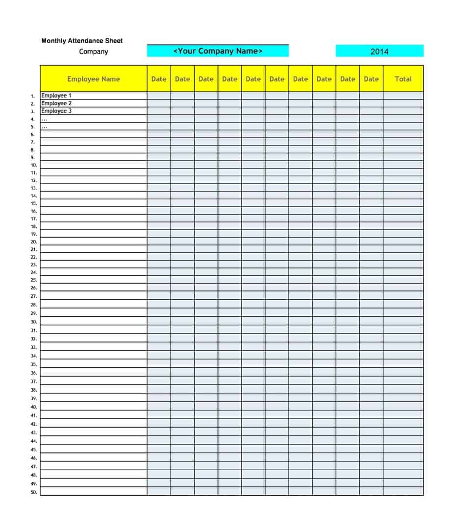 5 Attendance Sheet Templates Pdf Formats Examples In Word Excel Riset