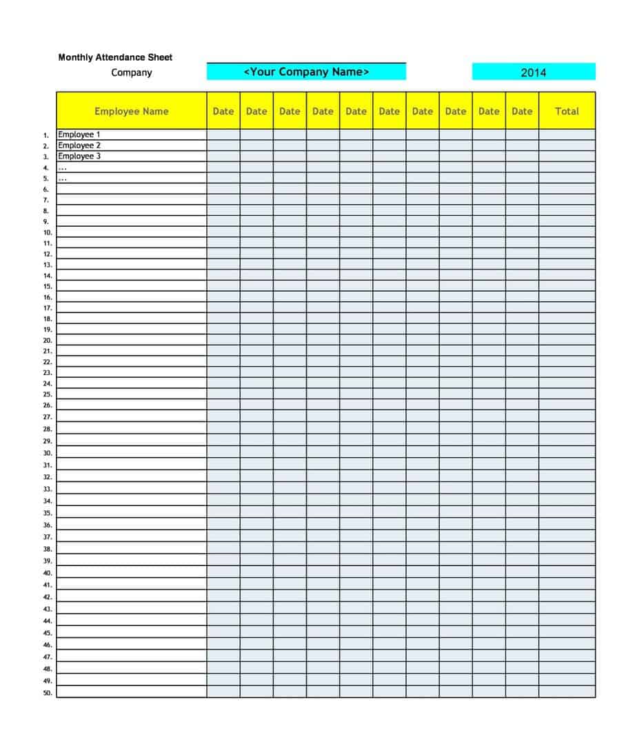5 Free Attendance Register Templates Word Excel Formats