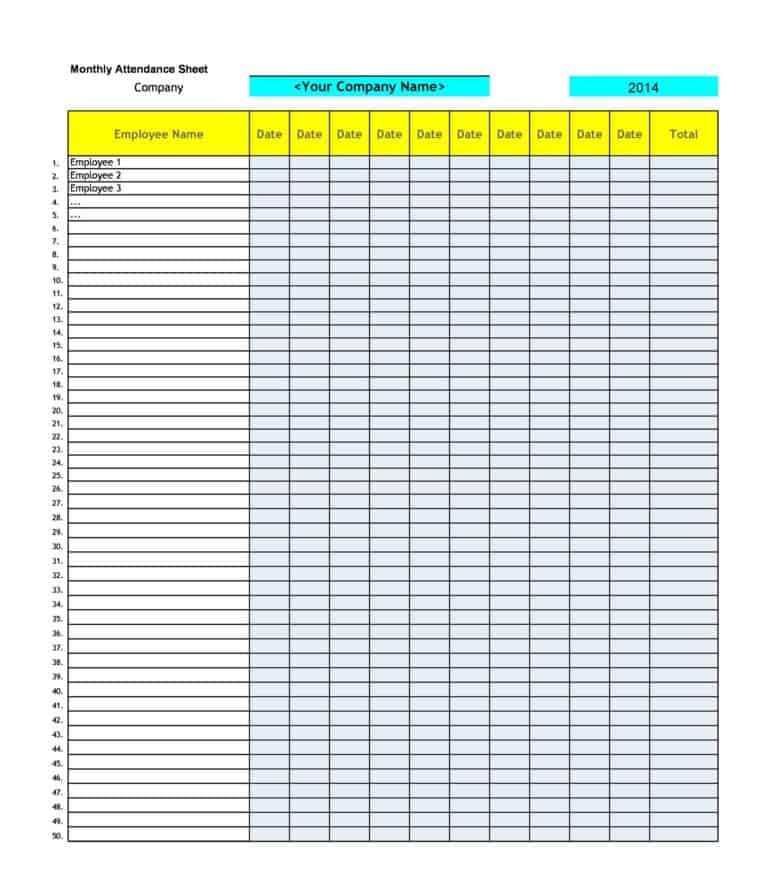 5+ Free Attendance Register Templates Word Excel Formats