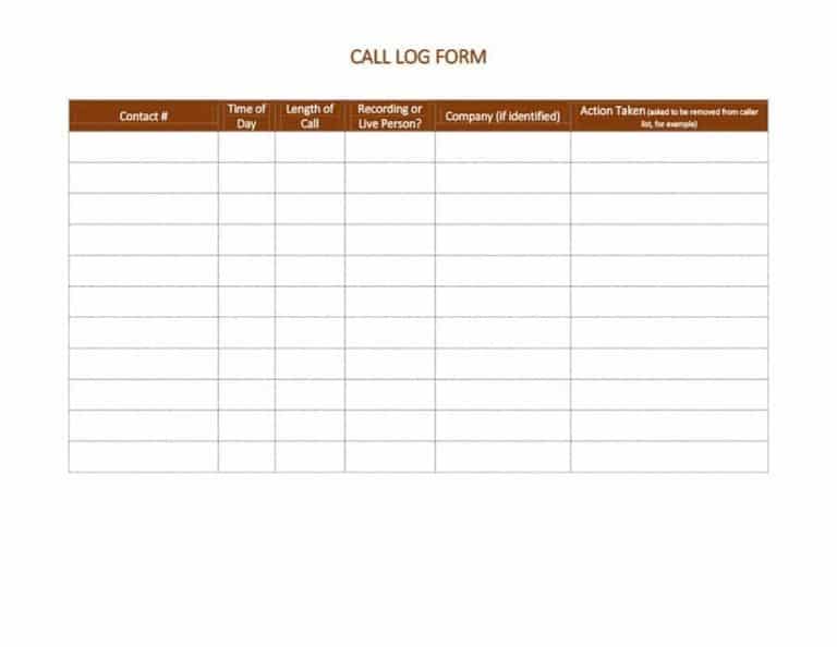 4 Sales Call Log Excel Templates Word Excel Formats