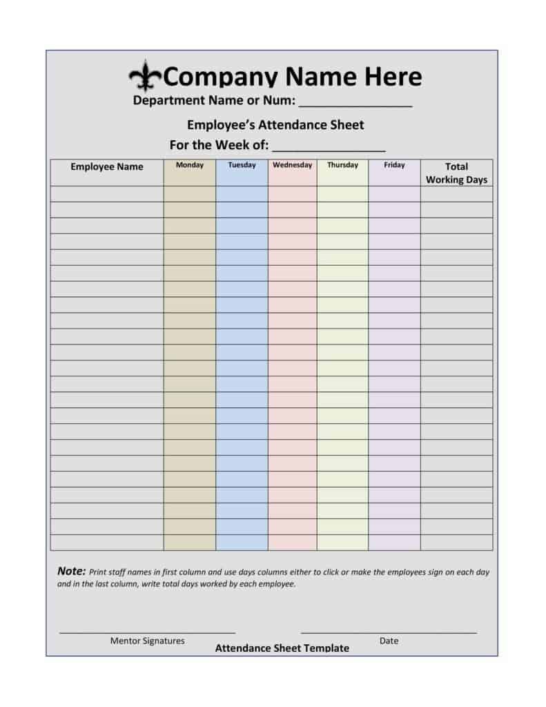 5 Free Attendance Register Templates Word Excel Formats
