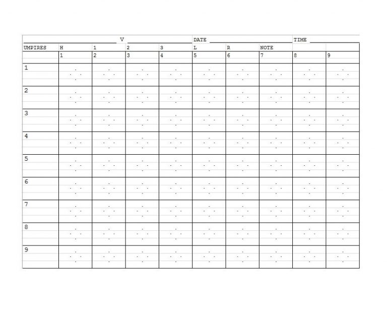 Printable Baseball Stat Sheet Template King Printables