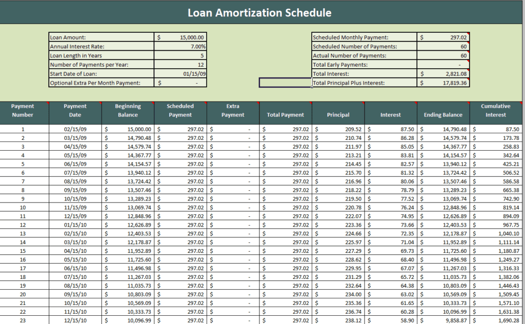 Handy Amoritzation Schedule Template preview