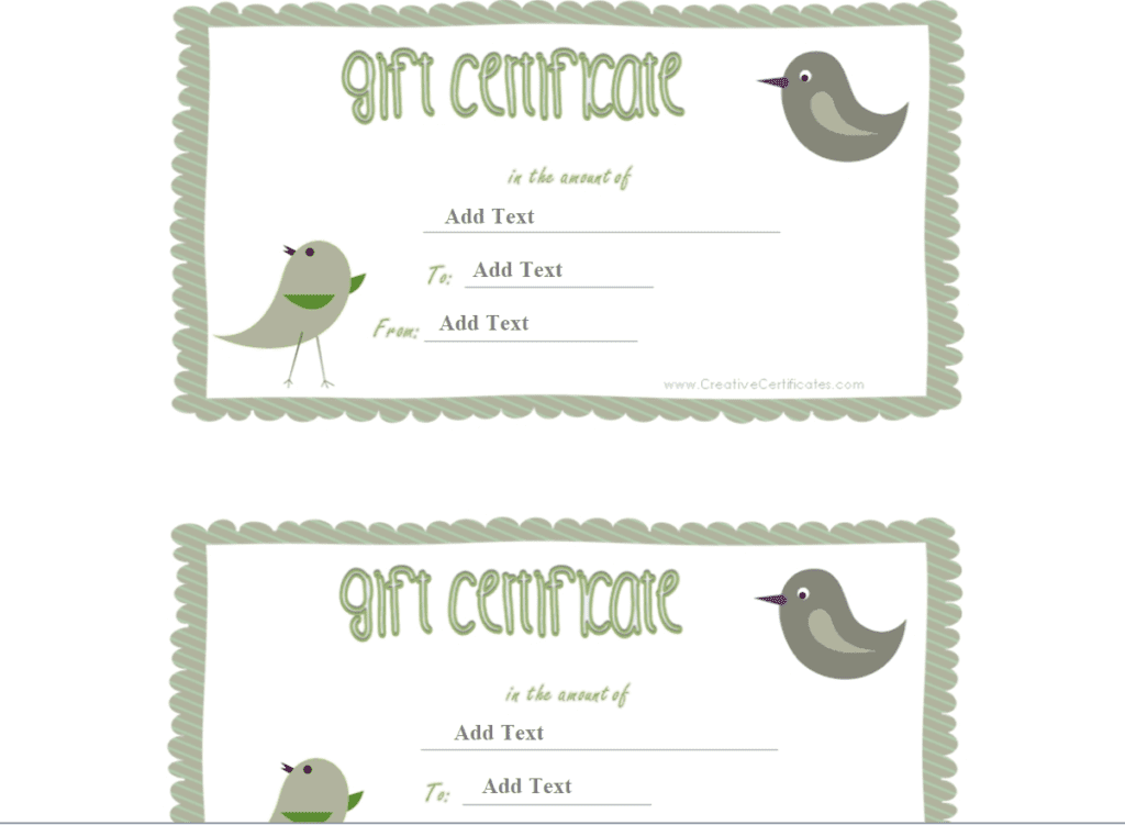 Birds Design Gift Certificate Template preview