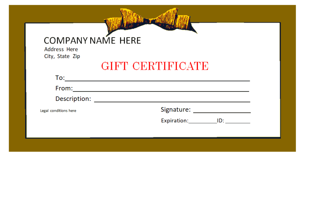 Example Gift Certificate Template preview