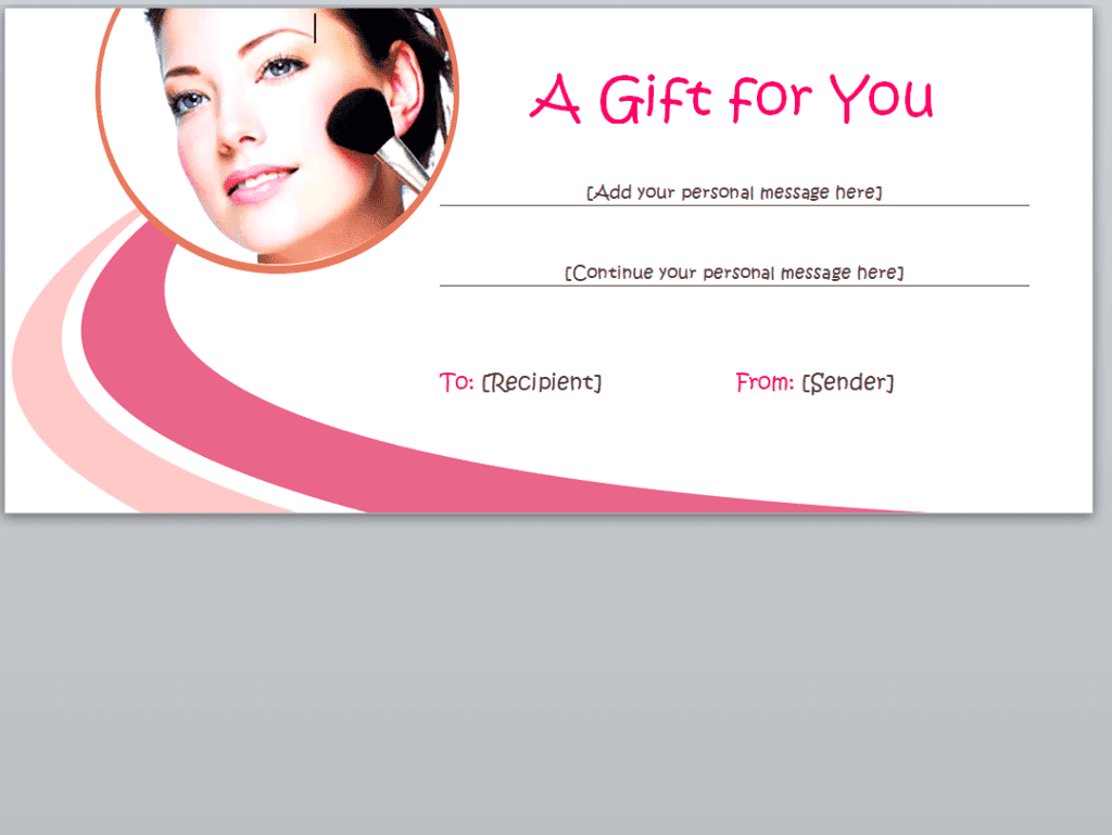 Beauty Makeup Gift Certificate Template preview