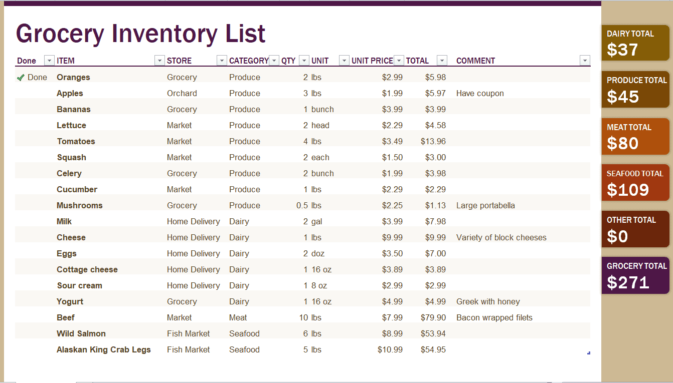 10 Printable Grocery Inventory List Templates EXCEL WORD PDF 10 Printable Grocery Inventory List Templates EXCEL WORD PDF