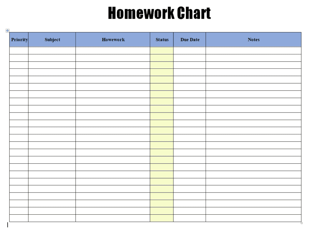 homework calendar template free