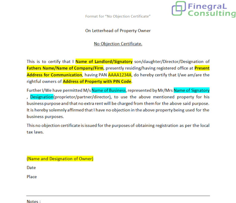 13+ No Objection (NOC) Certificate Formats [WORD, PDF, PPTX] - Word ...