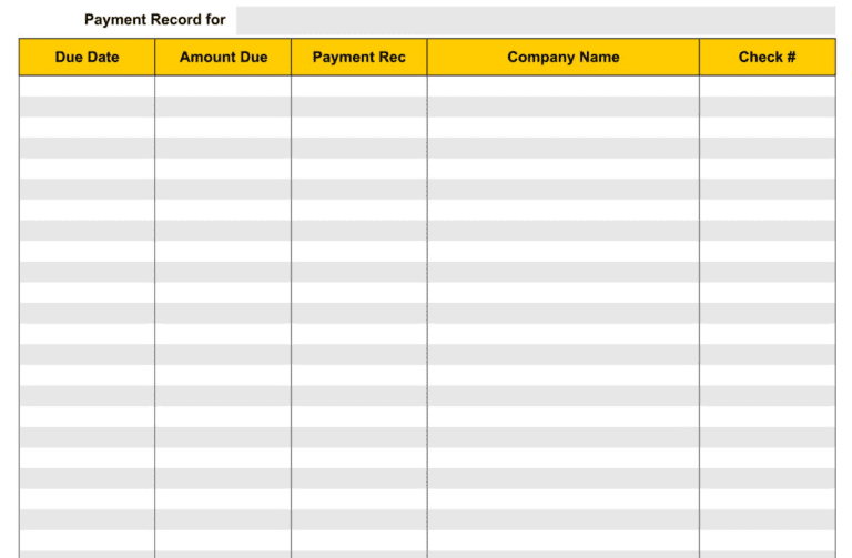 5 printable payment record templates word excel formats