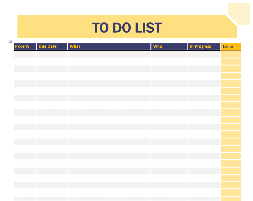 Blank To Do List Template WORD preview