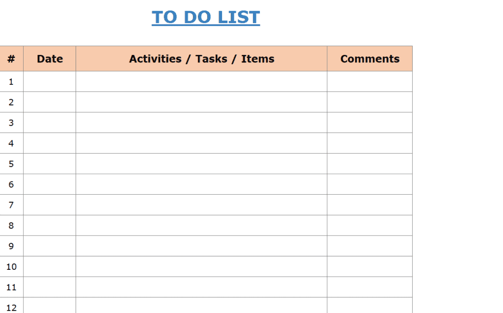 Fillable To Do List Template preview