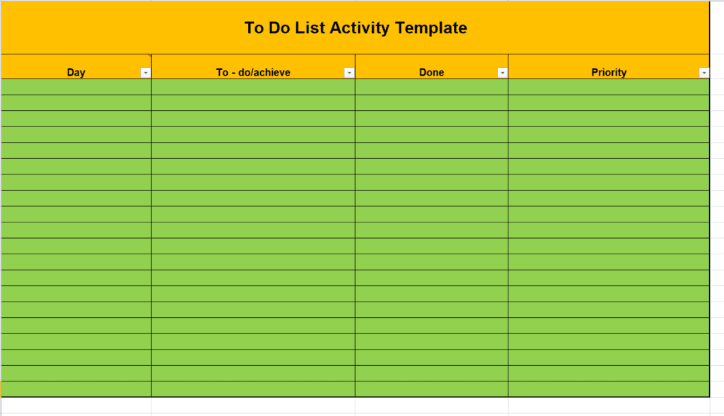 To Do List Activity Template preview