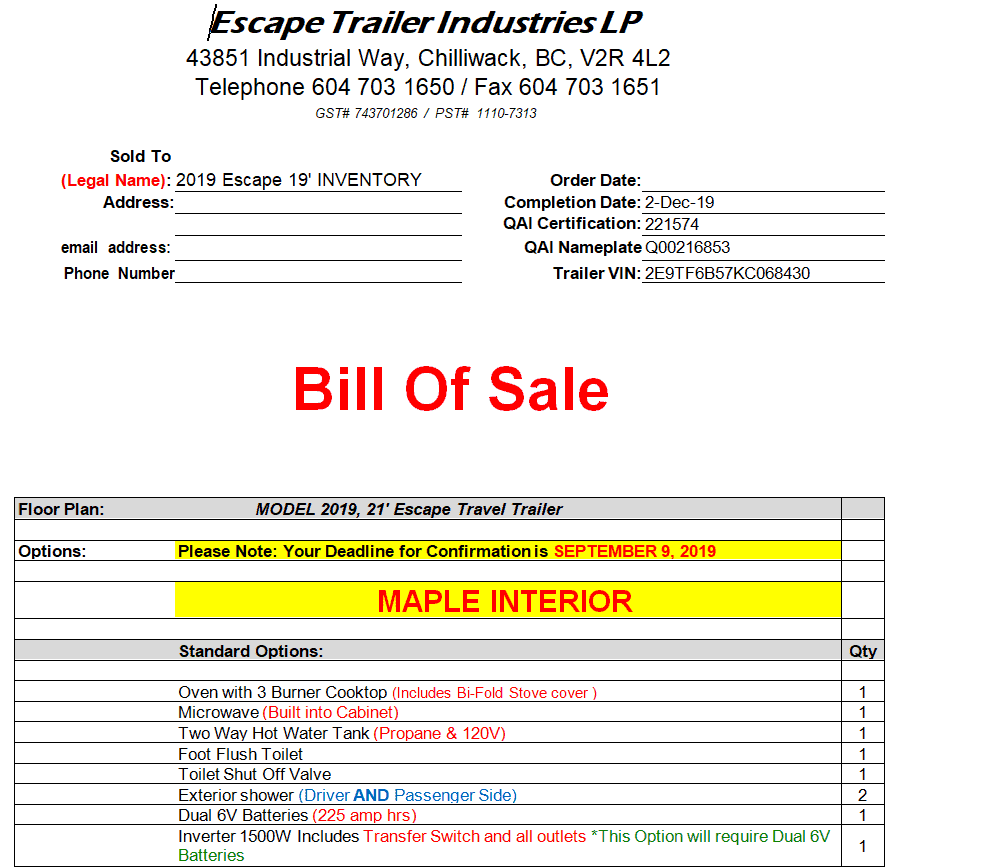Detailed Trailer Bill of Sale Template preview