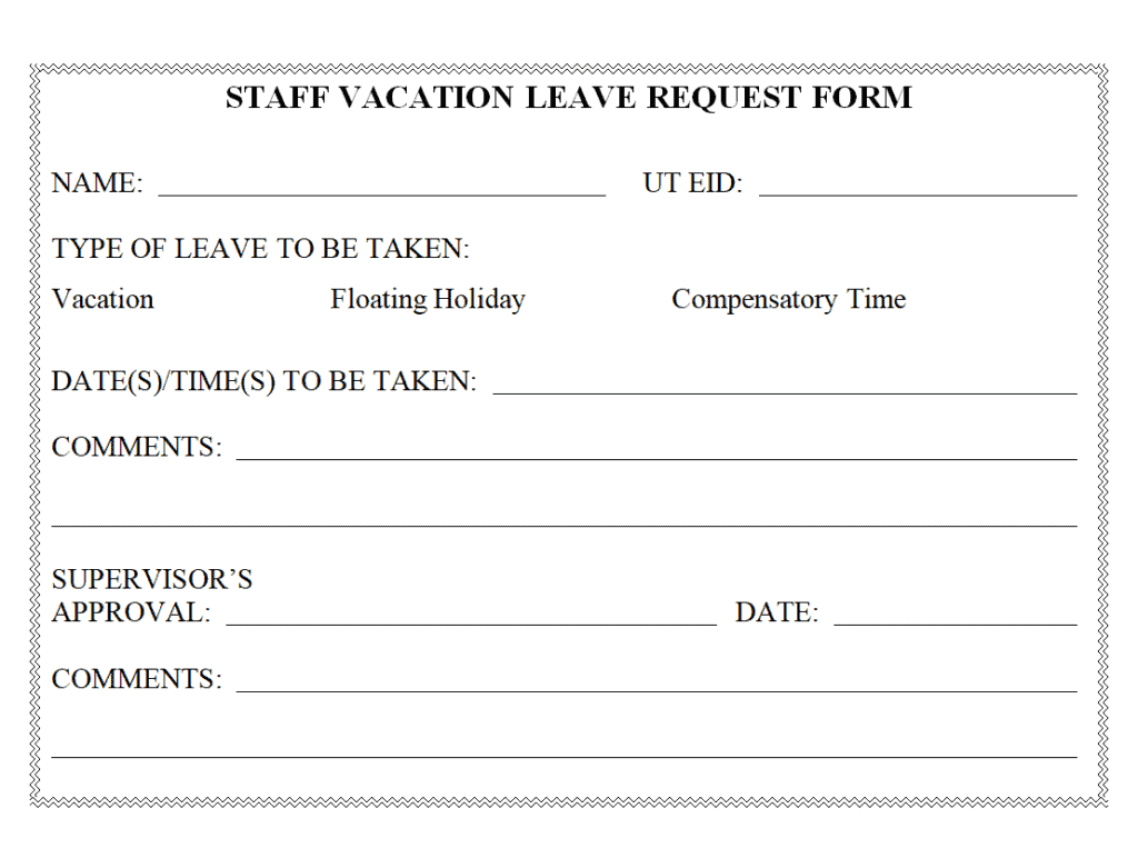 Staff Vacation Leave Request Form Template preview