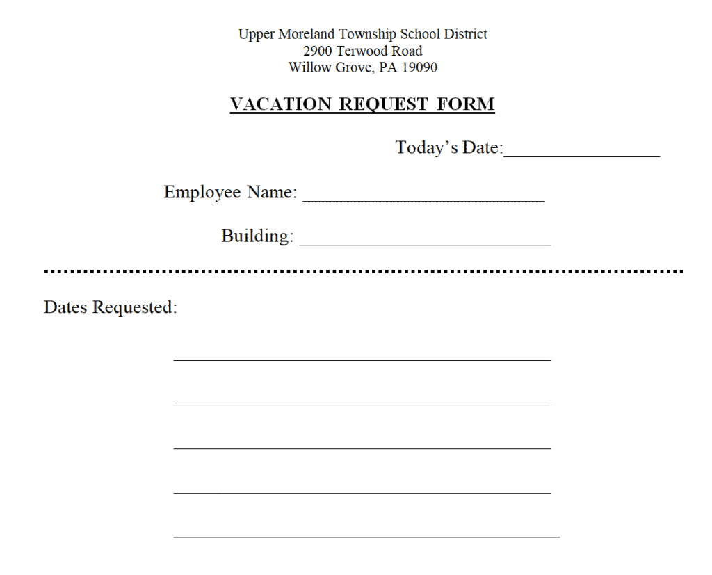 Staff's Vacation Request Form Template preview