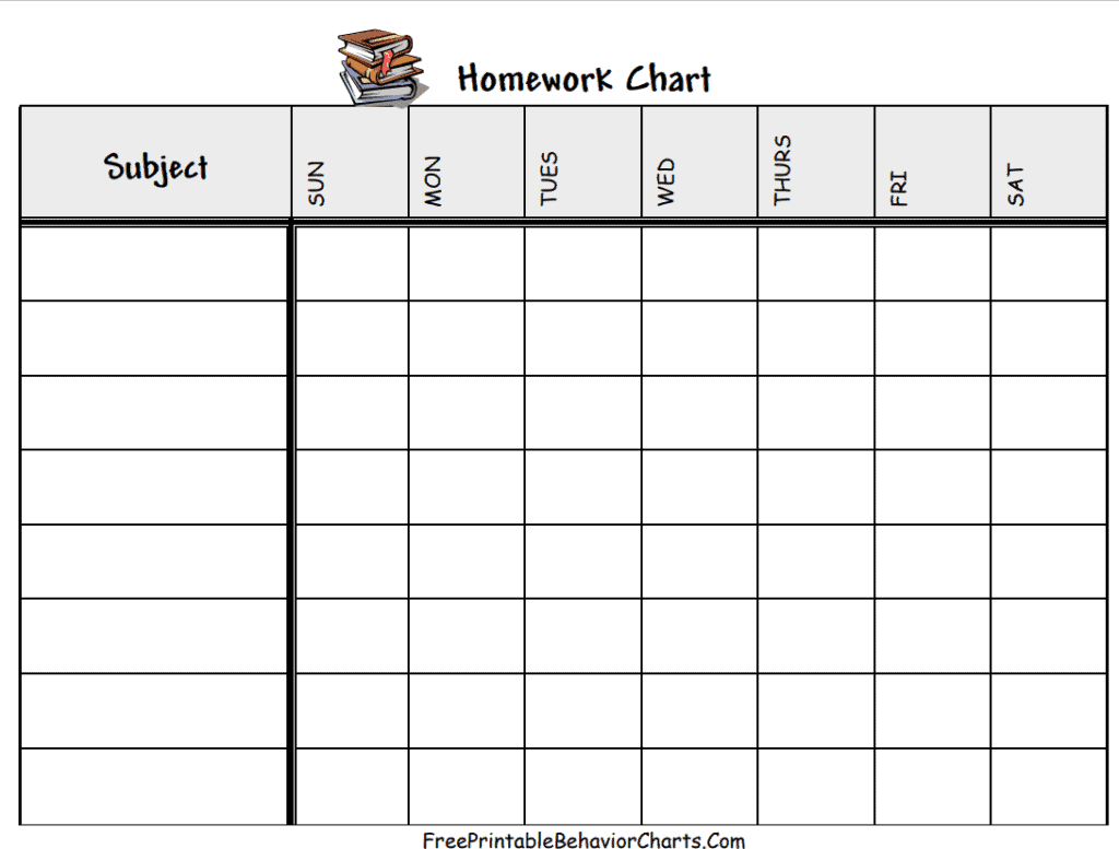 homework schedule template