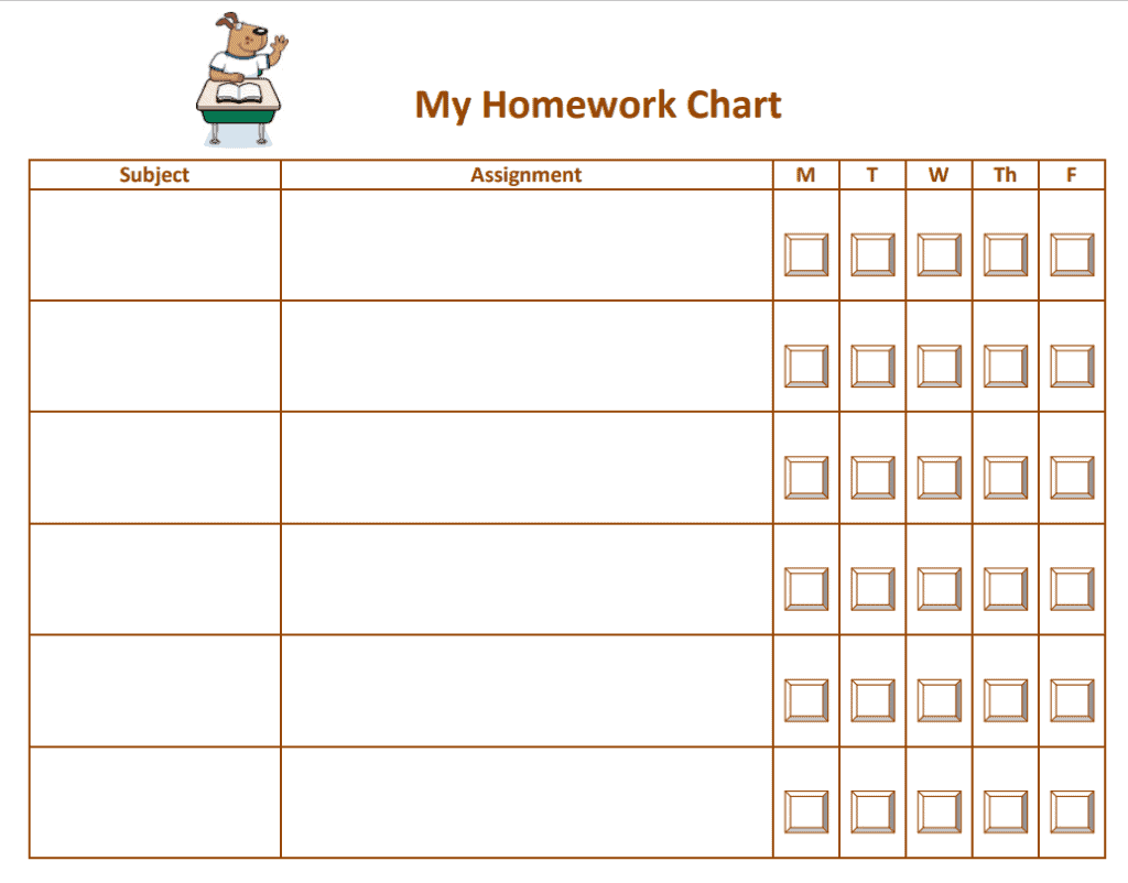 homework schedule template